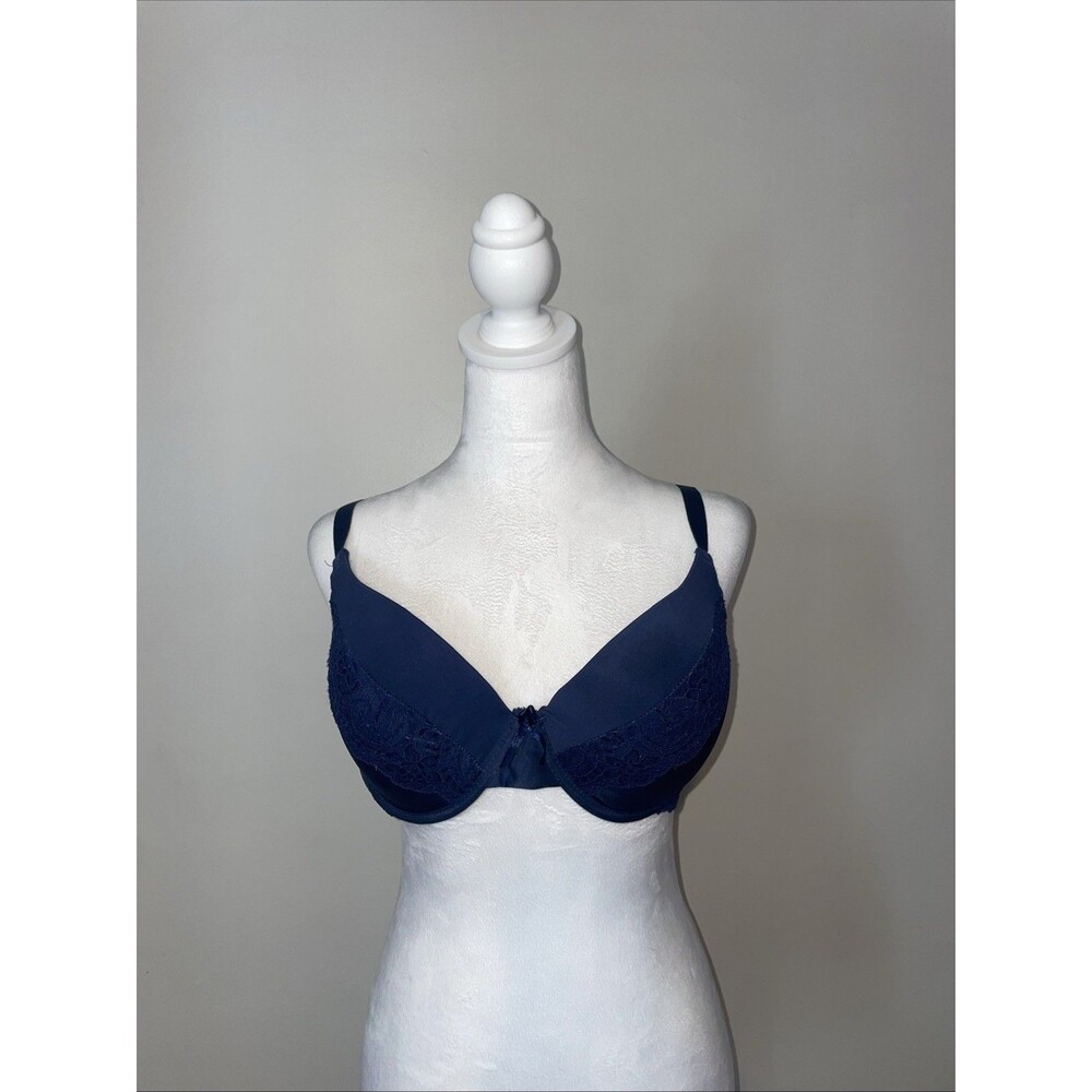 Inteco Intimates Navy Blue Lace Push Up Bra Underwire Padded Size 40C
